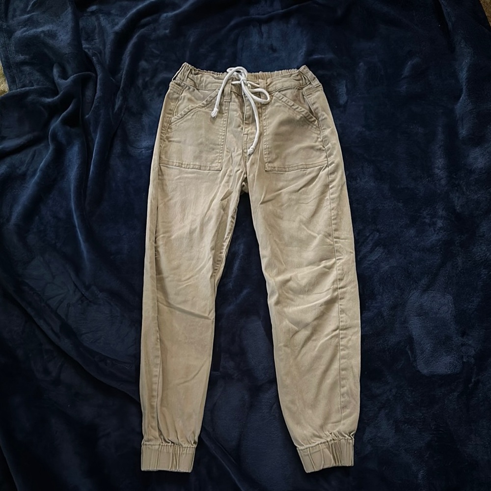 No Boundaries Tan Joggers with Elastic Cuffs